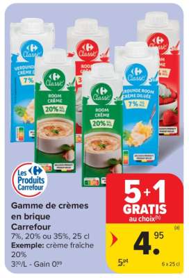 Gamme de crèmes en brique Carrefour