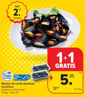 Moules de corde danoises Carrefour