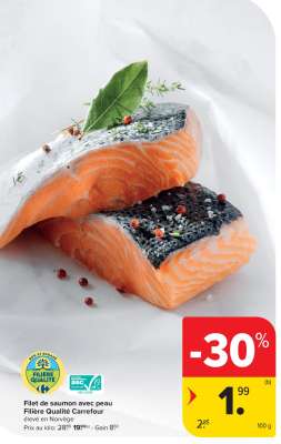 Filet de saumon avec peau