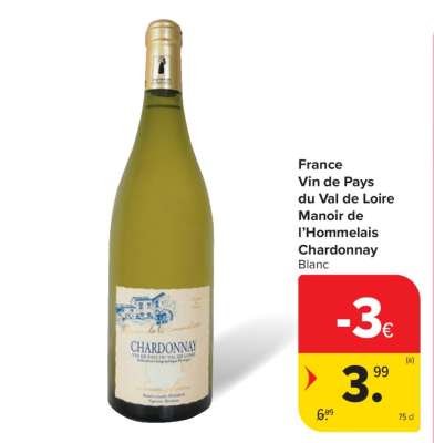 France Vin de Pays du Val de Loire Manoir de l’Hommelais Chardonnay