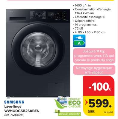 SAMSUNG Lave-linge WW1UDG5B25ABEN