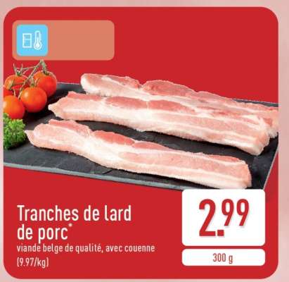 Tranches de lard de porc