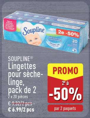 SOUPLINE Lingettes pour sèche-linge, pack de 2