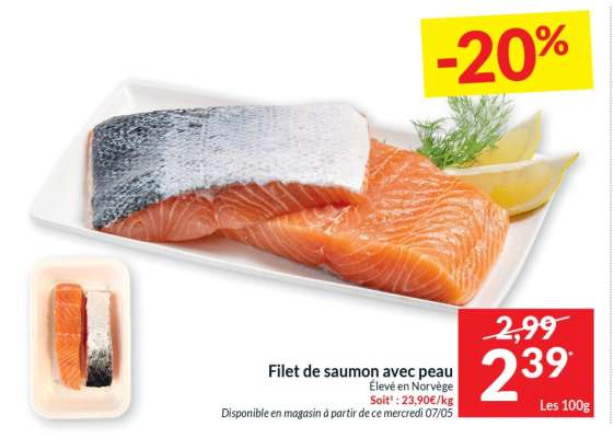 Filet de saumon avec peau
