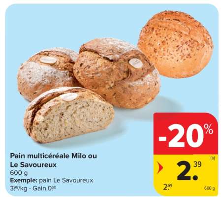 Pain multicéréale Milo ou Le Savoureux