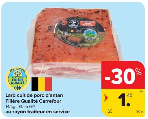 Lard cuit de porc d’antan Filière Qualité Carrefour