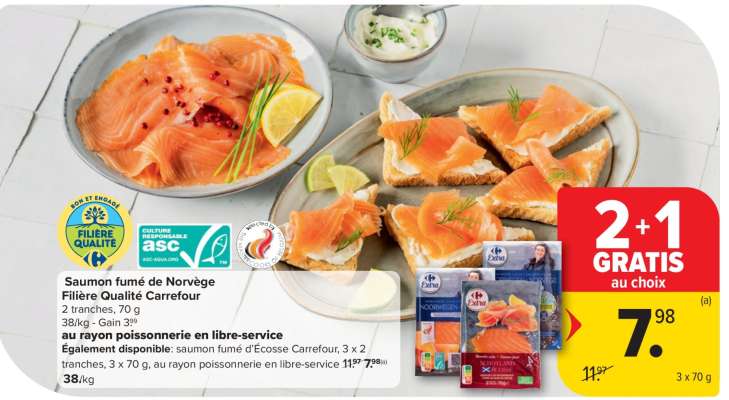 Saumon fumé de Norvège Filière Qualité Carrefour