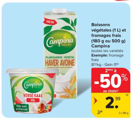 Campina Boissons végétales et fromages frais