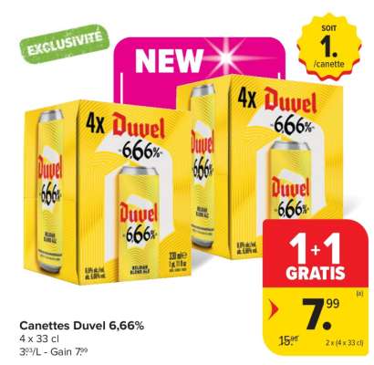 Canettes Duvel 6,66%