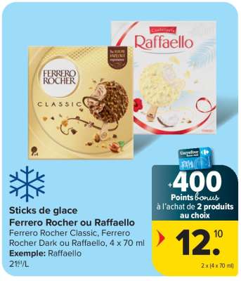 Sticks de glace Ferrero Rocher ou Raffaello