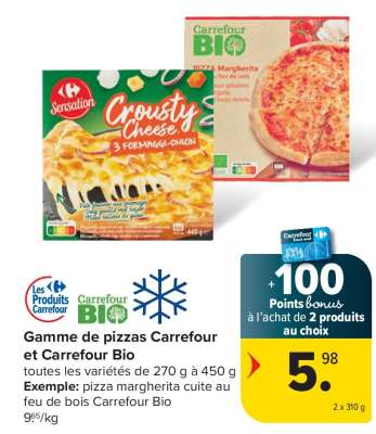 Gamme de pizzas Carrefour et Carrefour Bio