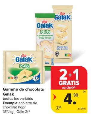 Gamme de chocolats Galak