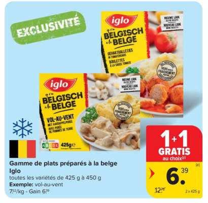 Gamme de plats préparés à la belge Iglo