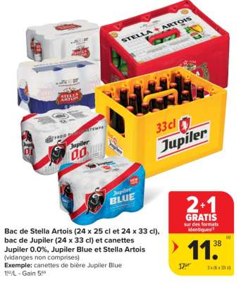 Bac de Stella Artois et Jupiler