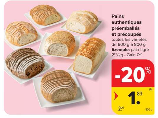 Pains authentiques préemballés et précoupés