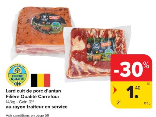 Lard cuit de porc d’antan Filière Qualité Carrefour