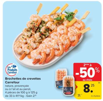 Brochettes de crevettes Carrefour