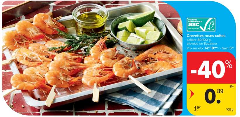 Crevettes roses cuites