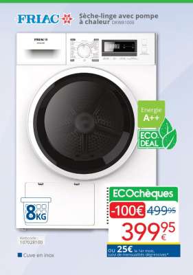 FRIAC Sèche-linge avec pompe à chaleur DKW8100E