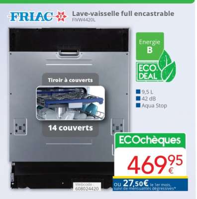 FRIAC Lave-vaisselle full encastrable FIW4420L
