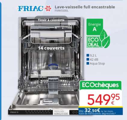 FRIAC Lave-vaisselle full encastrable FW5500L