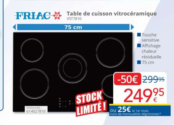 FRIAC Table de cuisson vitrocéramique VST7810