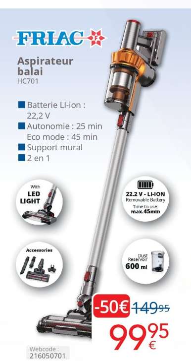 FRIAC Aspirateur balai HC701