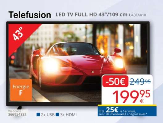 Telefusion LED TV FULL HD 43"/109 cm U43FAA10