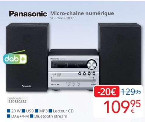 Panasonic Micro-chaîne numérique SC-PM250BEGS