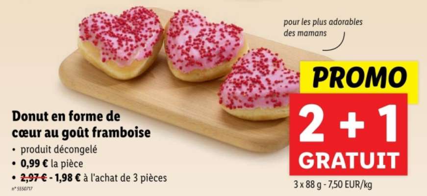 Donut en forme de cœur au goût framboise