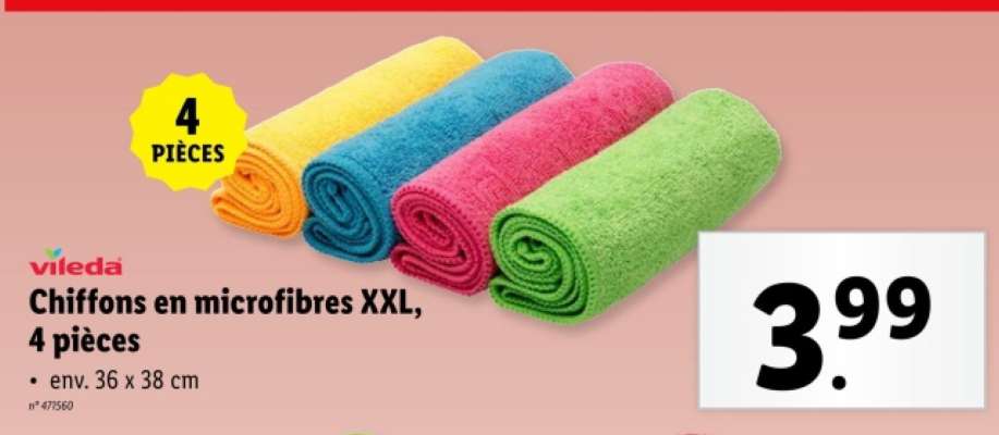 Vileda Chiffons en microfibres XXL, 4 pièces