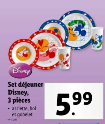 Set déjeuner Disney, 3 pièces