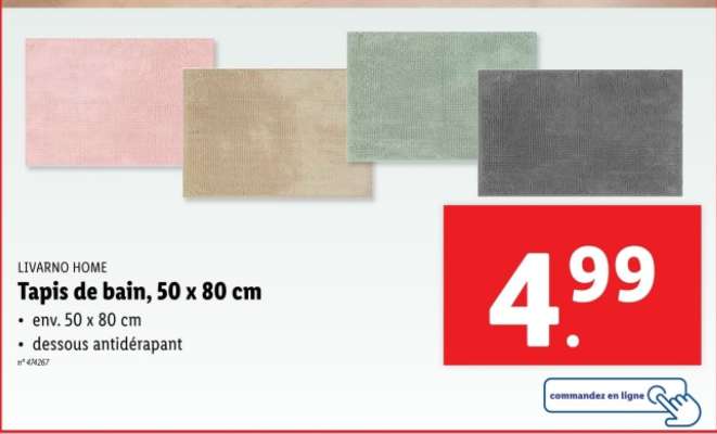 LIVARNO HOME Tapis de bain, 50 x 80 cm