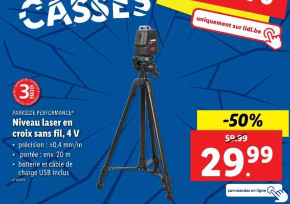 PARKSIDE PERFORMANCE® Niveau laser en croix sans fil, 4 V