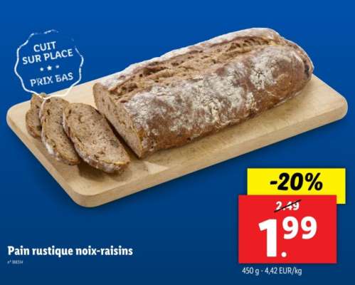 Pain rustique noix-raisins
