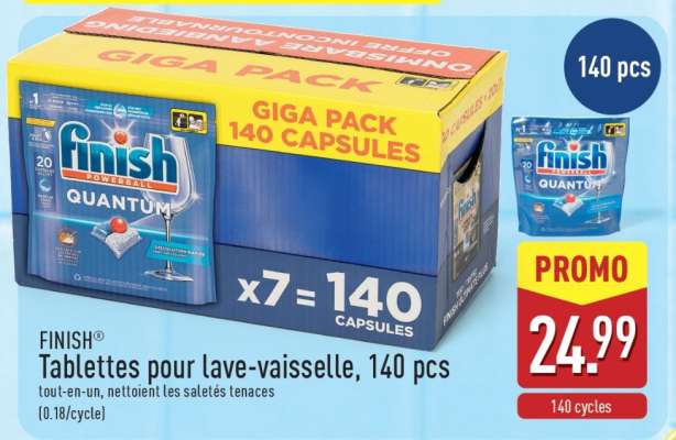 FINISH Tablettes pour lave-vaisselle, 140 pcs