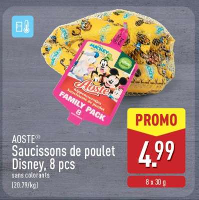 AOSTE Saucissons de poulet Disney, 8 pcs