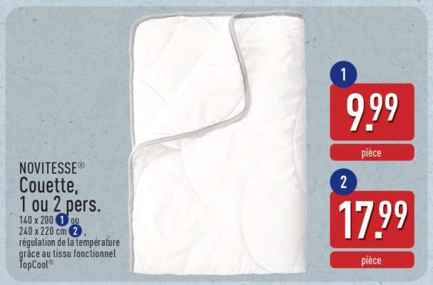NOVITESSE Couette, 1 ou 2 pers.