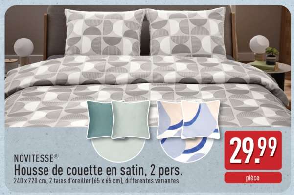 NOVITESSE® Housse de couette en satin, 2 pers.
