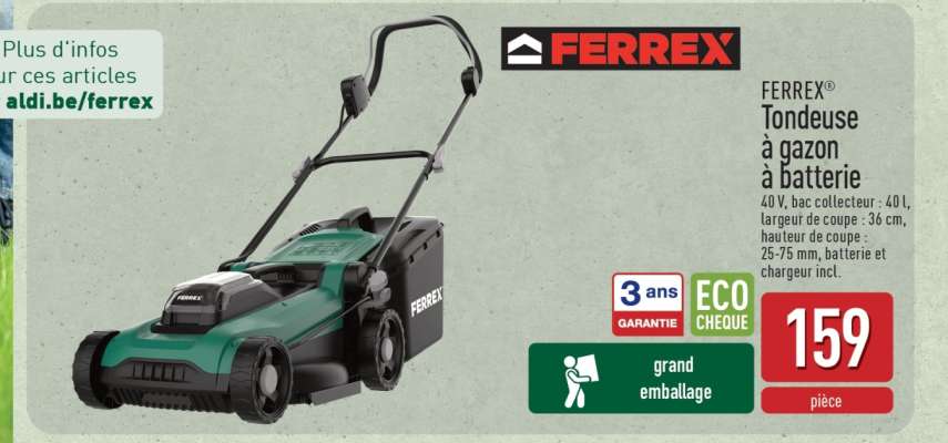 FERREX Tondeuse à gazon à batterie