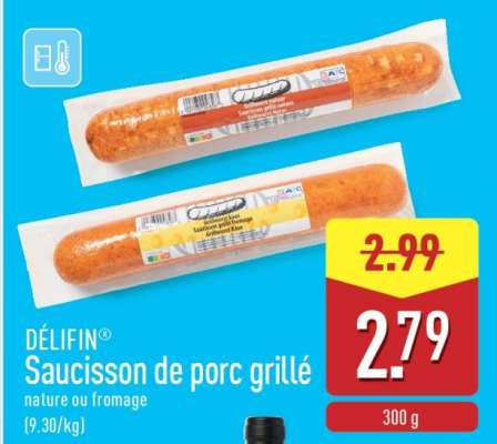 DÉLIFIN Saucisson de porc grillé