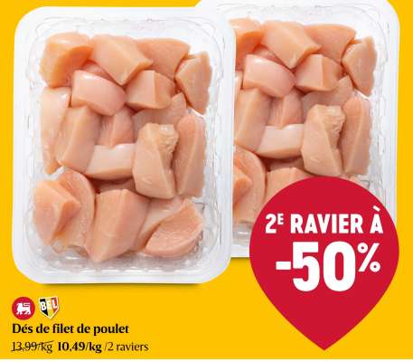 Dés de filet de poulet
