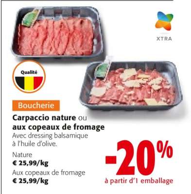 Carpaccio nature ou aux copeaux de fromage
