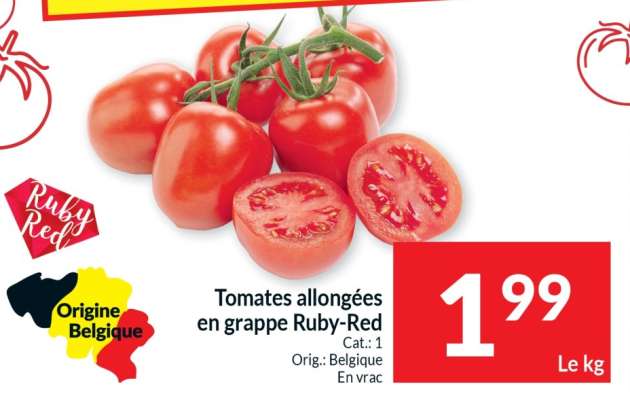 Tomates allongées en grappe Ruby-Red