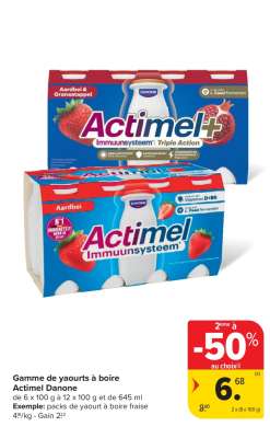 Gamme de yaourts à boire Actimel Danone