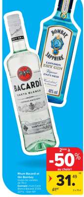 Rhum Bacardi et Gin Bombay