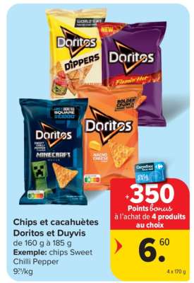Chips et cacahuètes Doritos et Duyvis