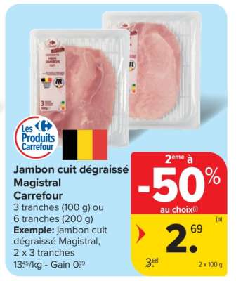 Jambon cuit dégraissé Magistral Carrefour