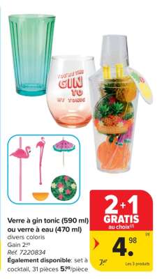 Verre à gin tonic (590 ml) ou verre à eau (470 ml)