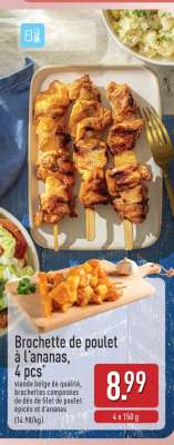 Brochette de poulet à l'ananas, 4 pcs